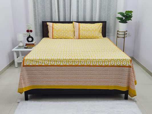 Sona-Yellow Cotton Bedsheet