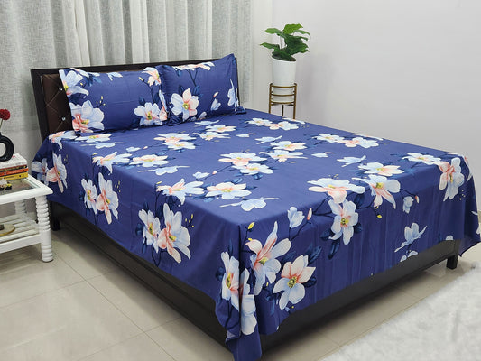 Ocean Lily Blue Floral Bedsheet