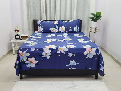 Ocean Lily Blue Floral Bedsheet