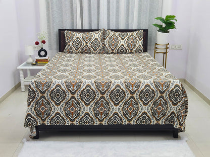 Meenal- White & Grey Bed Sheet