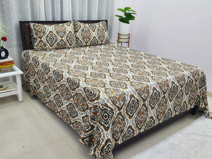 Meenal- White & Grey Bed Sheet