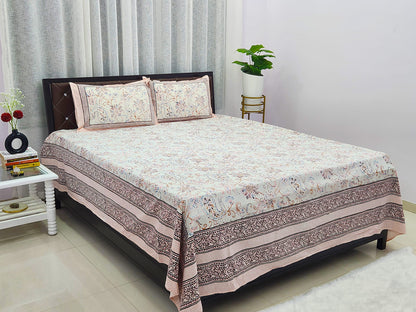 Jiya - Pink & White Ethnic Bedsheet