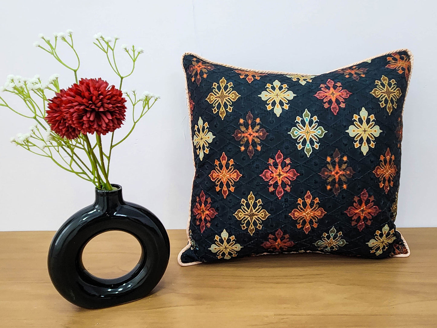 Ethnic Charm Black Cushion Cover