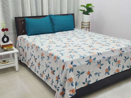 Mia- White & Blue Bed Sheet