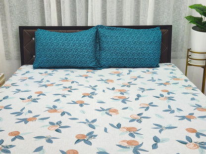 Mia- White & Blue Bed Sheet