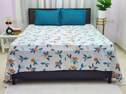 Mia- White & Blue Bed Sheet