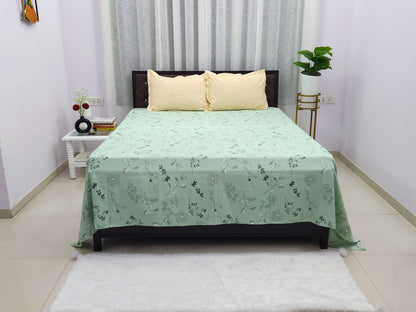 Plush Hue- Pastel Green & Yellow Bedsheet