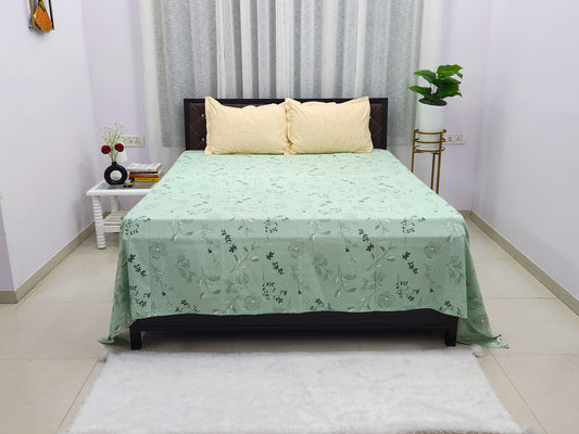 Plush Hue- Pastel Green & Yellow Bedsheet