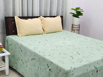 Plush Hue- Pastel Green & Yellow Bedsheet