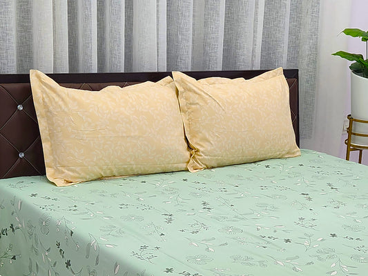 Plush Hue- Pastel Green & Yellow Bedsheet