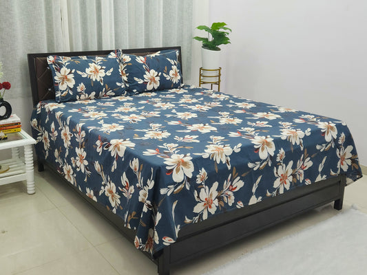 Nora- Blue Floral Bedsheet