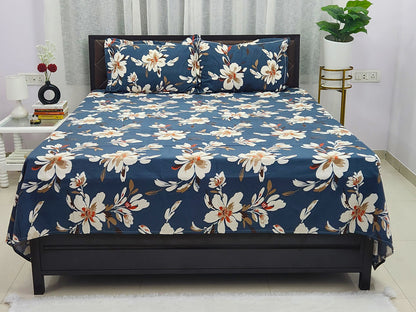 Nora- Blue Floral Bedsheet