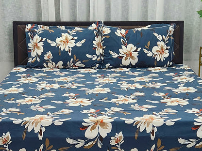 Nora- Blue Floral Bedsheet