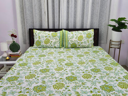Green Gulmohar Pure Cotton Bedsheet