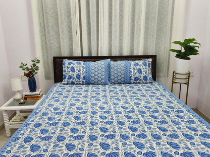 Blue Lotus Floral Bedsheet