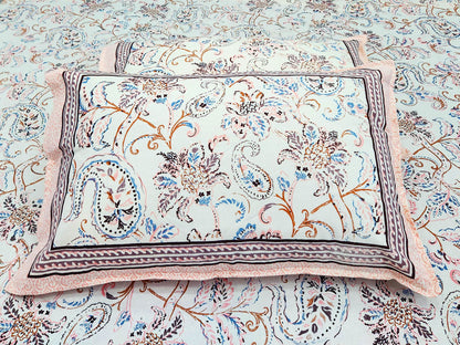Jiya - Pink & White Ethnic Bedsheet