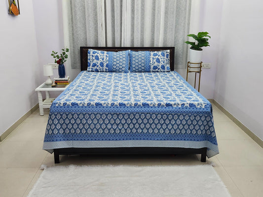 Blue Lotus Floral Bedsheet