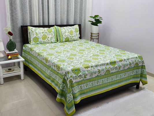Green Gulmohar Pure Cotton Bedsheet