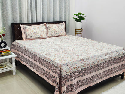 Jiya - Pink & White Ethnic Bedsheet