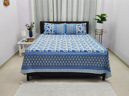 Blue Lotus Floral Bedsheet