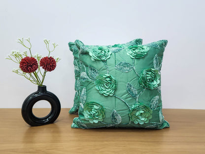 Leafy Bloom Green Cushion Covers