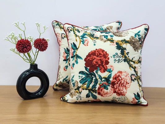 Red Floral Charm cushion Cover