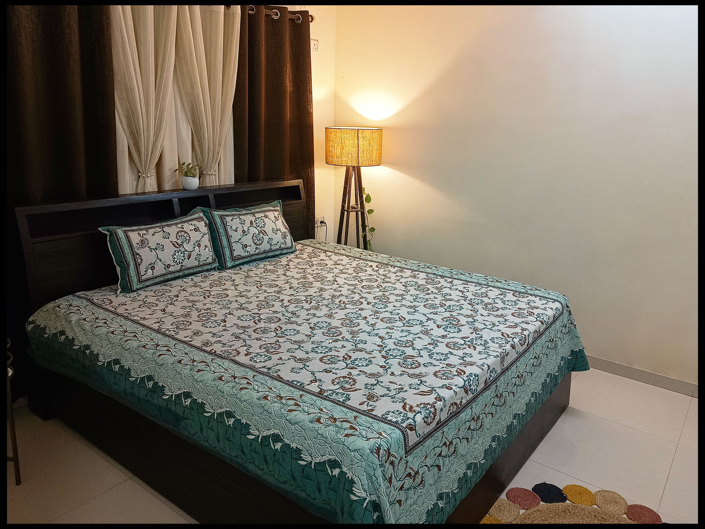 Avni - Pastel Green Floral Bedsheet