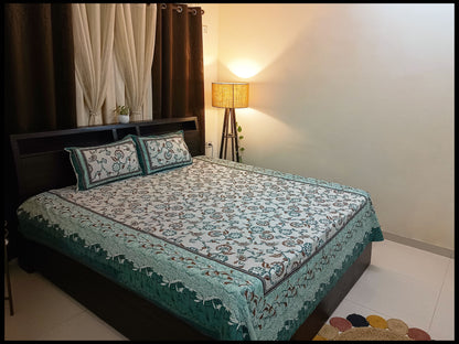 Avni - Pastel Green Floral Bedsheet