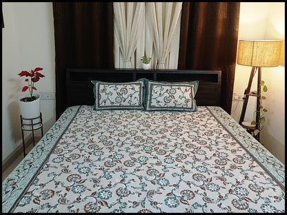 Avni - Pastel Green Floral Bedsheet