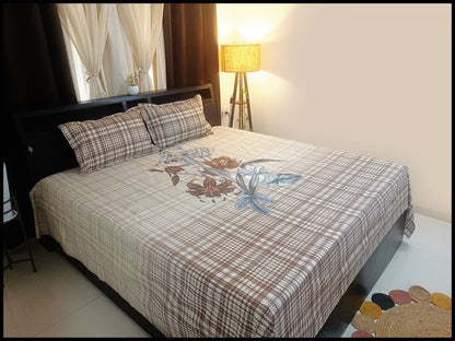 Baiza - Brown Designer Floral Bedsheet
