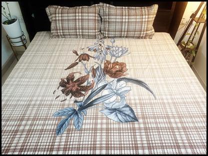 Baiza - Brown Designer Floral Bedsheet