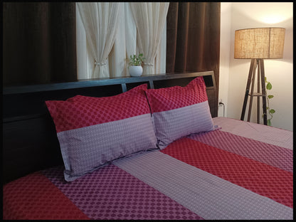 Dhara - Maroon Red Striped Bedsheet