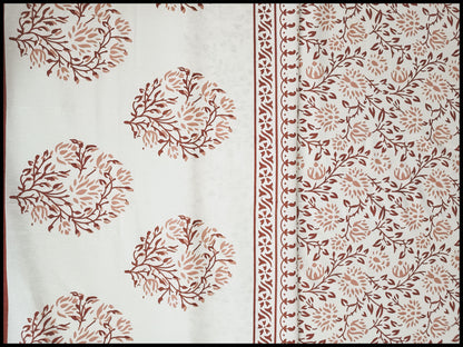 Ishani - White-Brown Floral Bedsheet