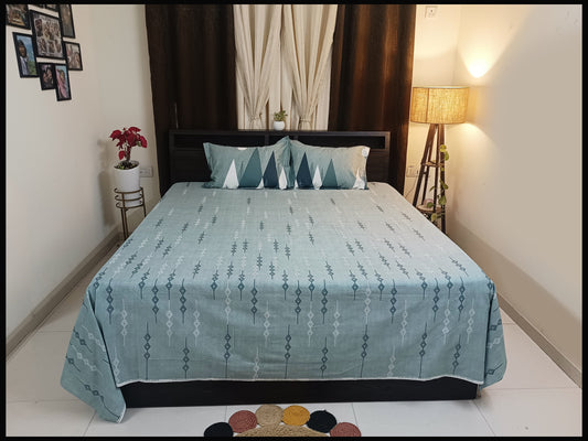 Jaanvi - Pastel Green Designer Bedsheet