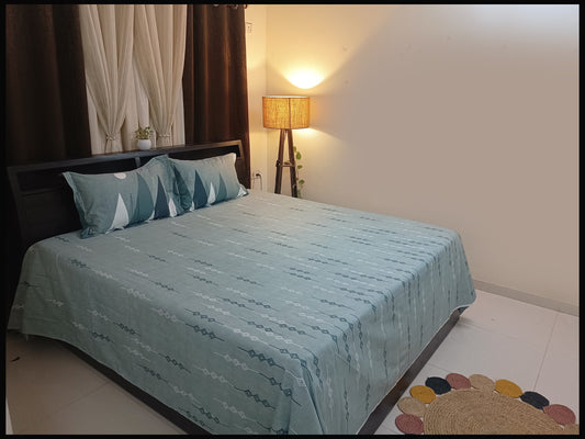 Jaanvi - Pastel Green Designer Bedsheet