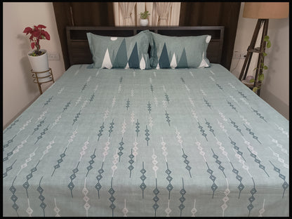 Jaanvi - Pastel Green Designer Bedsheet