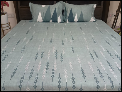 Jaanvi - Pastel Green Designer Bedsheet