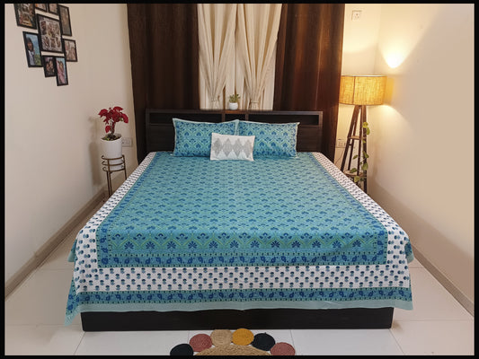 Meena - Blue Ethnic Bed Sheet