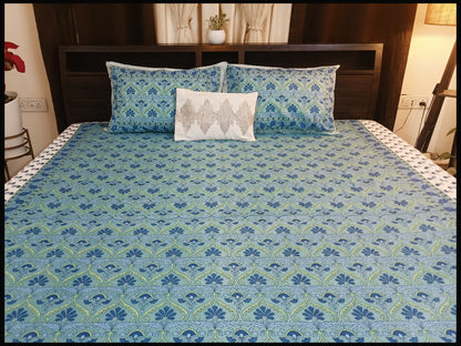 Meena - Blue Ethnic Bed Sheet
