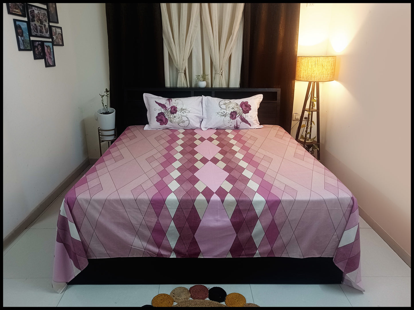 Naaz Pink Designer Bed Sheet