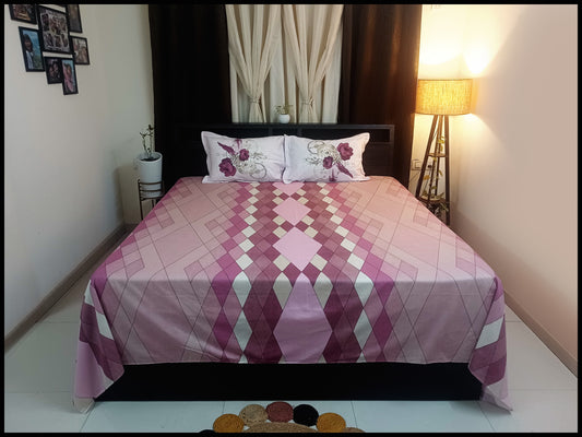 Naaz Pink Designer Bed Sheet
