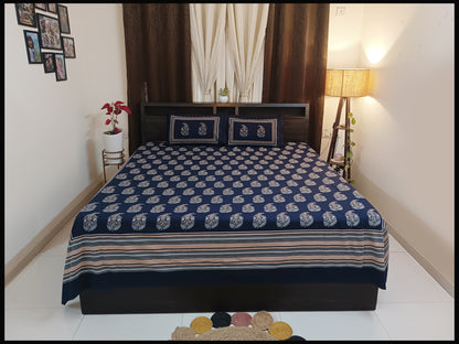 Neelanjana - Blue Ethnic Bed Sheet