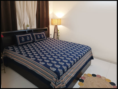 Neelanjana - Blue Ethnic Bed Sheet