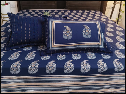 Neelanjana - Blue Ethnic Bed Sheet