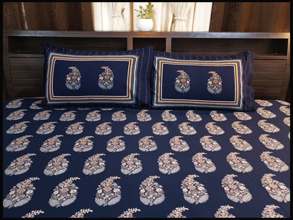 Neelanjana - Blue Ethnic Bed Sheet