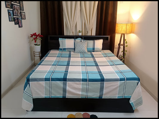 Nimisha - Blue Plaid Checks Bedsheet