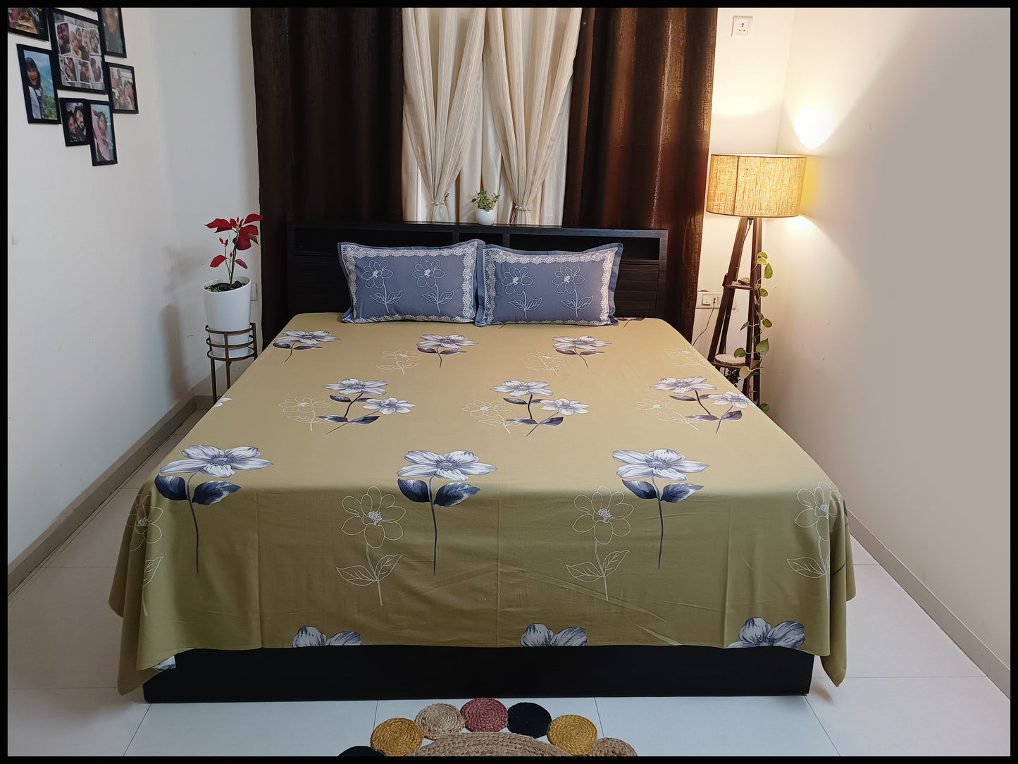 Paoli - Green Designer Floral Bedsheet