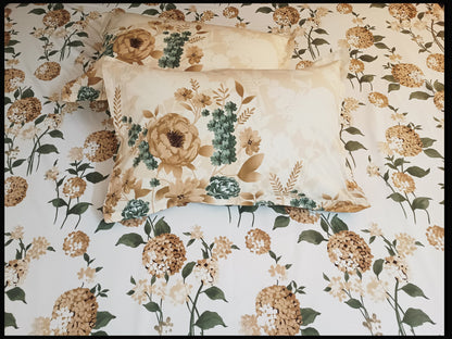 Prajakta - Designer Floral White Bedsheet