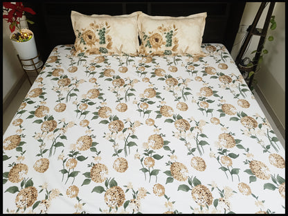 Prajakta - Designer Floral White Bedsheet