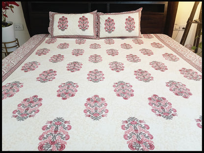 Rishima - Red & White Ethenic Bedsheet